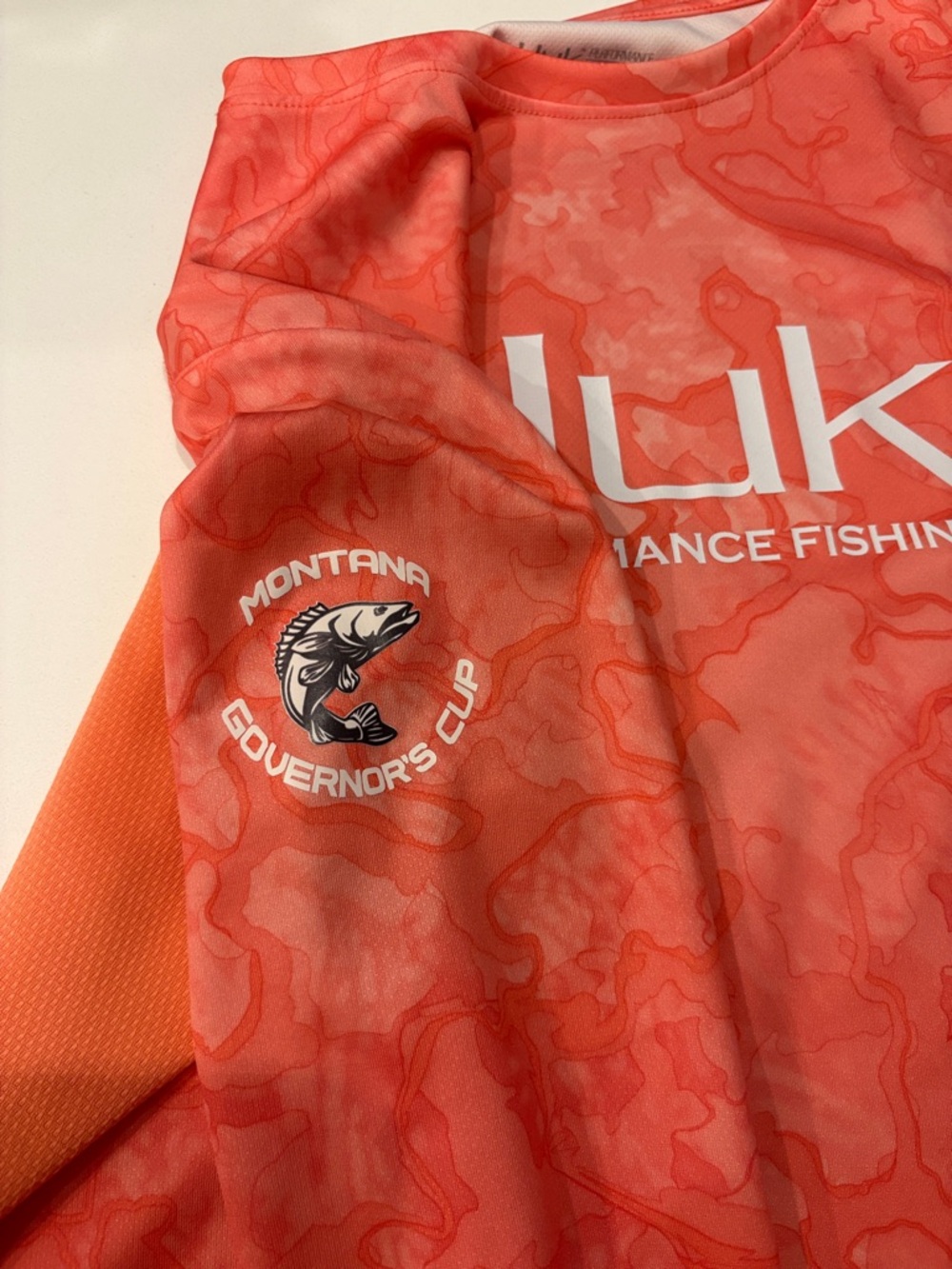 Huk Coral Camo Performance Fishing Shirt with Orange Panels - Picture 2 of 4